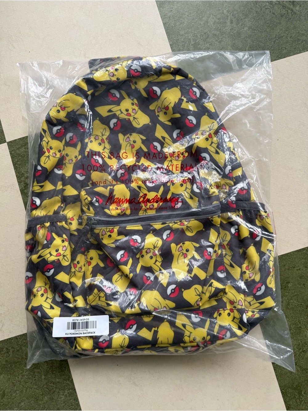 Hanna Andersson Pikachu Print Kids Backpack - Yellow/Black/Red